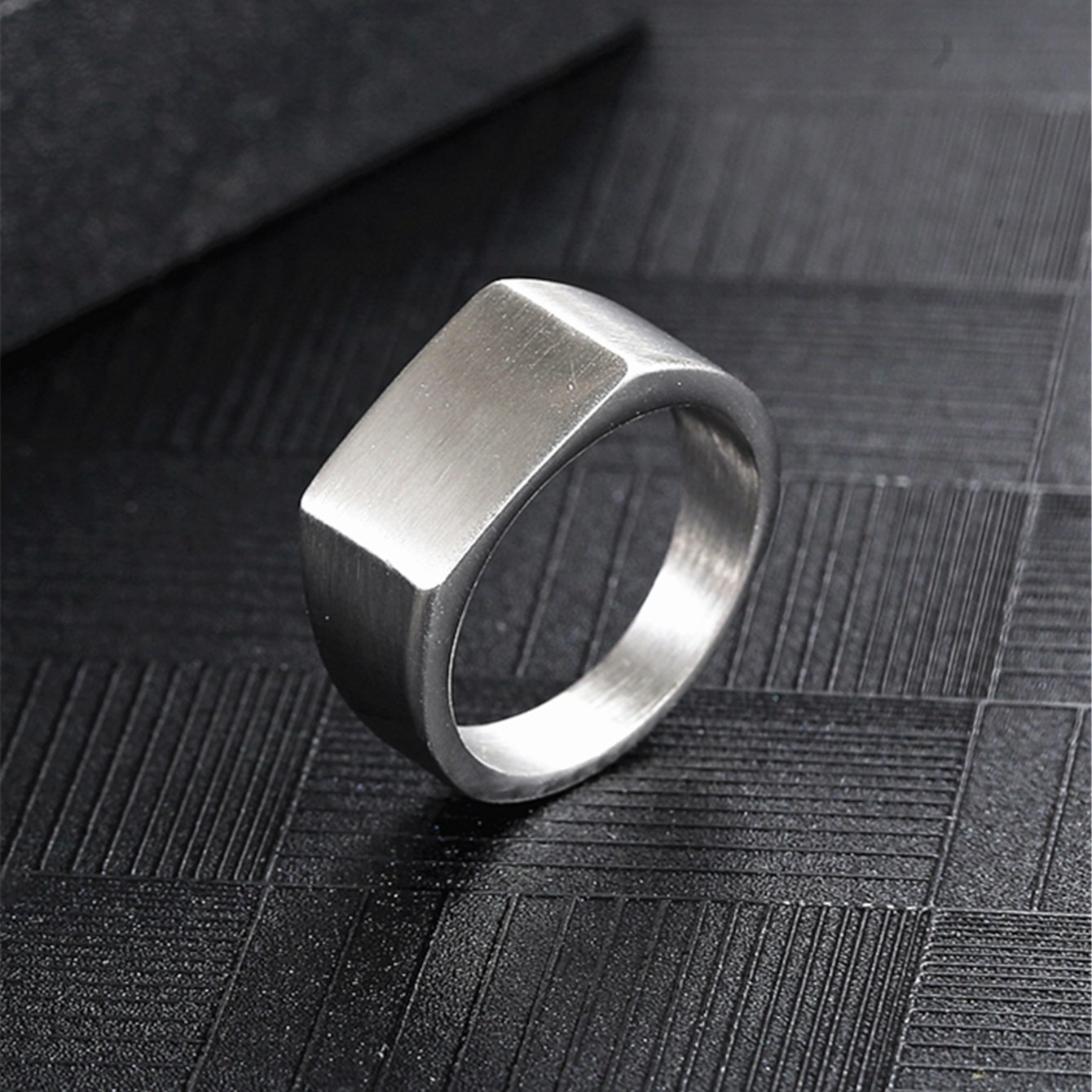 TEMU 1pc Vintage Simple Men's Stainless Steel Square Ring