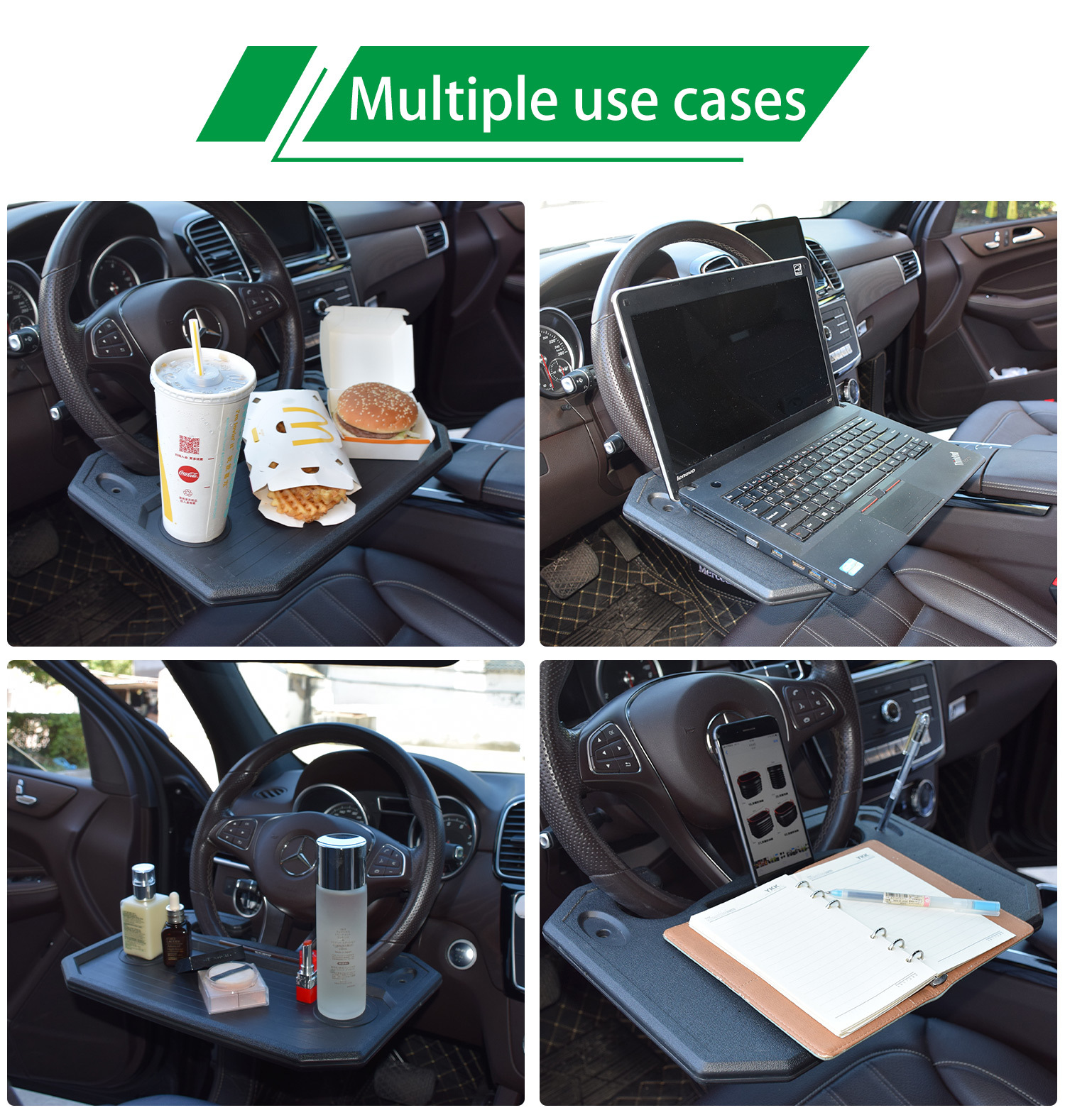 Multipurpose Steering Wheel Tray Perfect For Eating, Makeup, And