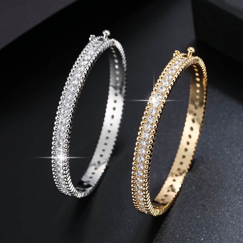 

Bracelet en Zircon cubique incrusté de cercle complet de luxe à une rangée plaqué or 18 carats bijoux de fiançailles de mariage cadeau de conception élégante