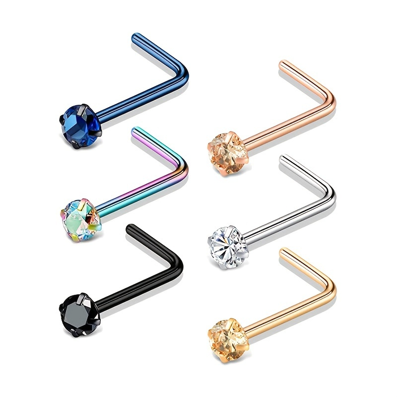 5Pcs/Set Minimalist Nose Ring with Ball Screw Clamp Jewelry Tool Stainless Steel Fashion Punk Perfect Piercing for Women & Men Body Jewelry Gift,one