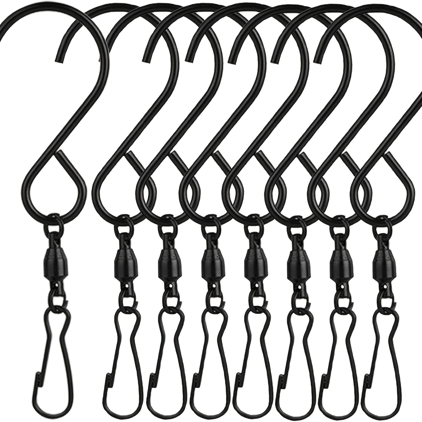 

8 Packs Swivel Wind Chime Hooks S-type Stainless Steel Swivel Bearing Hooks For Hanging Wind Chimes, Bird Feeder, Crystal Party Supplies (black)