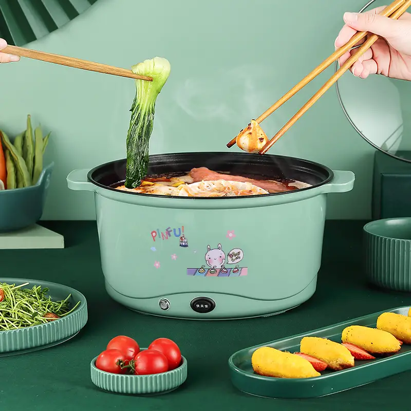 9 44in large caliber multi function power small electric pan frying frying boiling and rinsing one pot electric cooker dormitory artifact electric cooker 1 8l non stick pan details 9