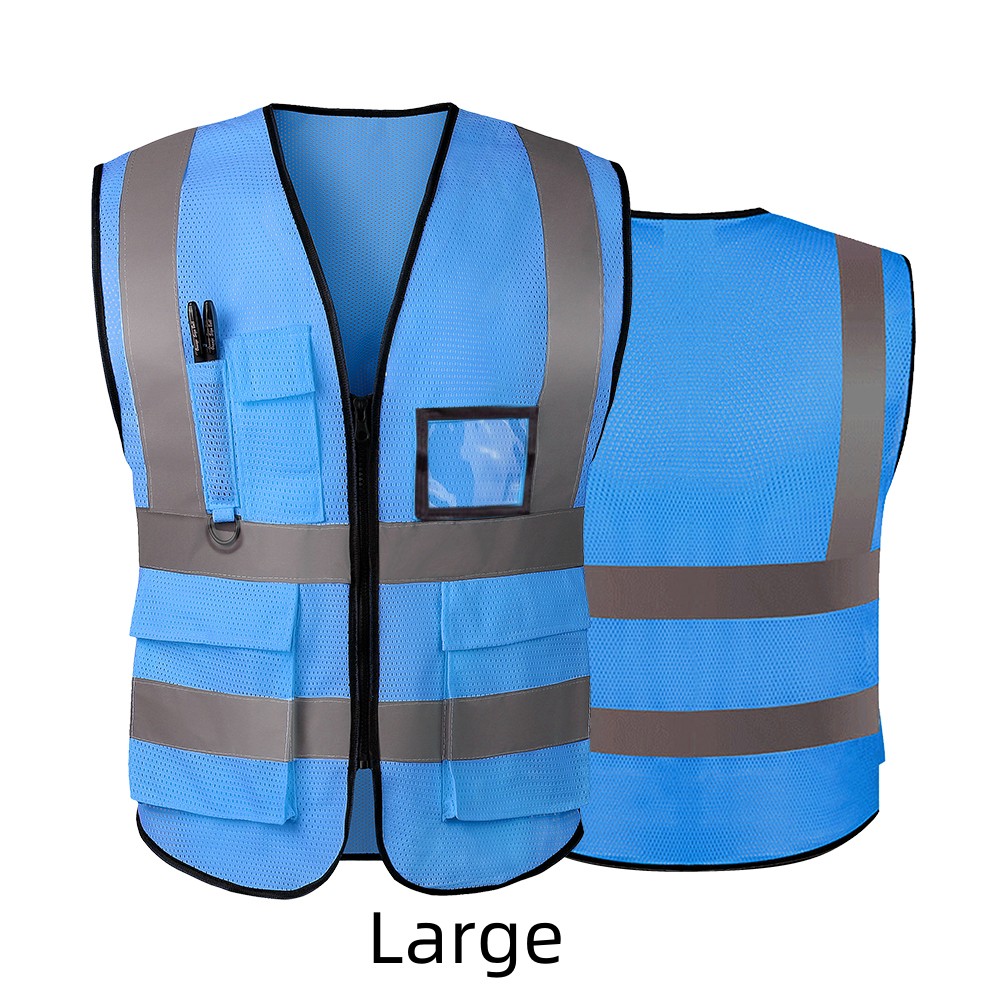 High Visibility Zipper Front Safety Vest With Reflective Strips