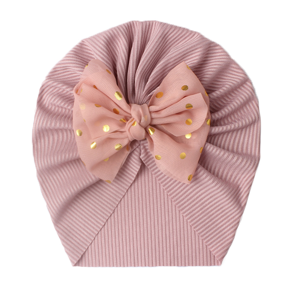 Newborn Infant Polka Dot Printed Bow Elastic Head Wrap, Turban Headwear Cap For Toddlers, Baby Girls And Boys