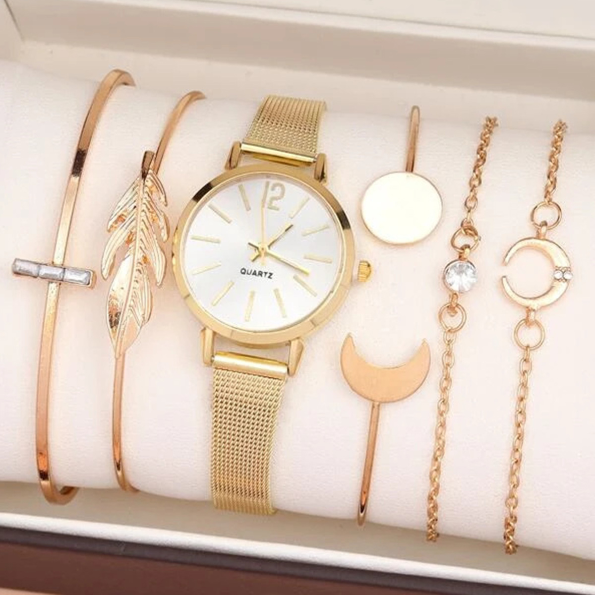 Simple Ladies Watch + Bracelet Fancy Women Watches Jewelry - Temu