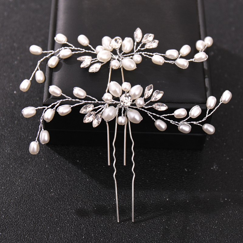 Flower Hairpins Crystal Rhinestone Faux Pearl Decor Hair - Temu