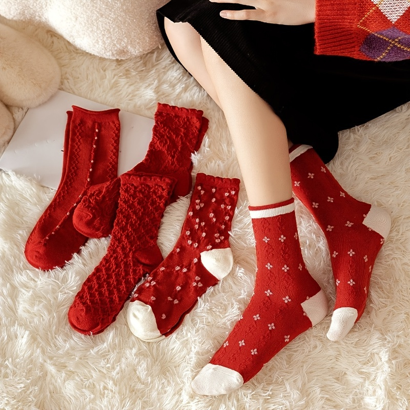 HUAHUA Socken Dicke Baumwollmänner-Mid-Tube-Strümpfe, chinesisches neues  Jahr rote Socken, chinesische Tierkreishochzeit und Festliche rote Socken  (Color : RED, Size : 39-45) : : Fashion