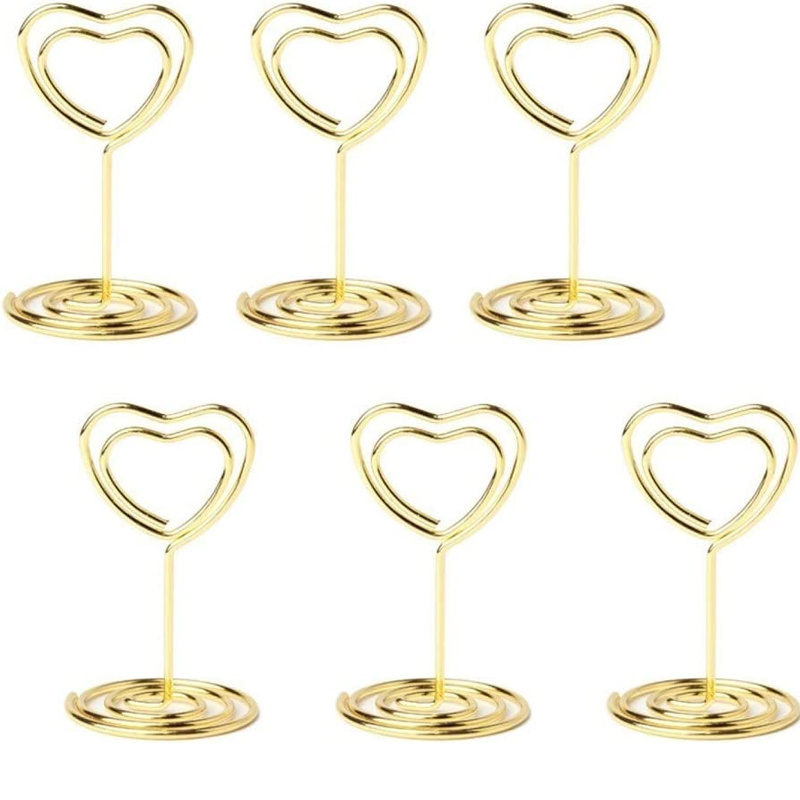 12 inch Floral Place Card Holder,40Pcs Gold Ring Shape Table Number Holders,Metal Wire Photo Holders for Centerpieces,Picture Menu Noto Clips Memo