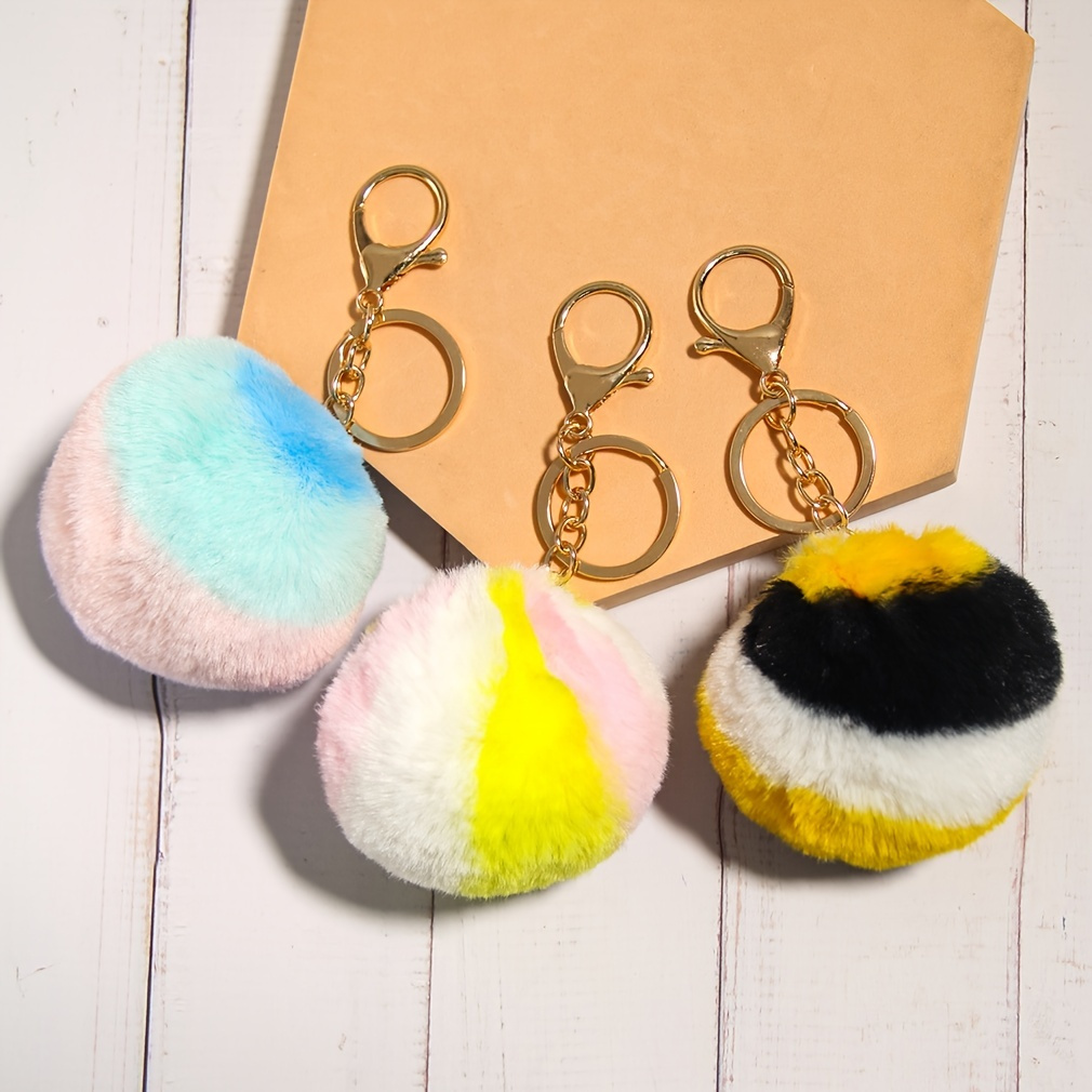 Puffball Owl Faux Fur Pom Pom Keychain Handbag Purse Jewellry Holder  Keyring Backpack Pendants