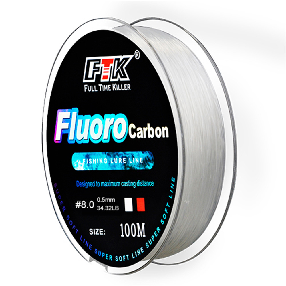 FTK 100M Fluorocarbon Fishing Line 4-34LB 0.14mm-0.5mm Carbon