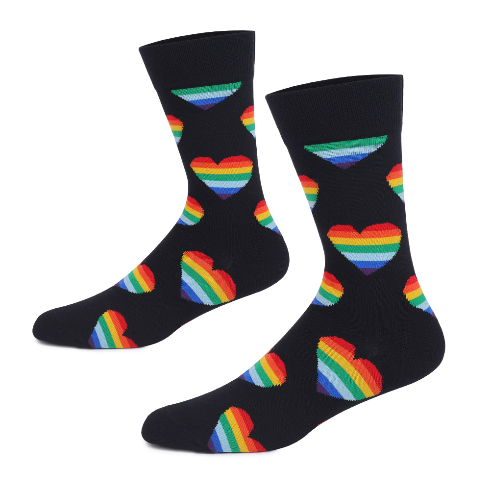 Blackheart Rainbow Striped Knee-High Socks