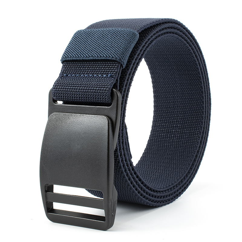 Black Military Nylon Belt, Men's Canvas Belt Plastic Buckle Elastic Waist Style Web Webbing Belt,Temu