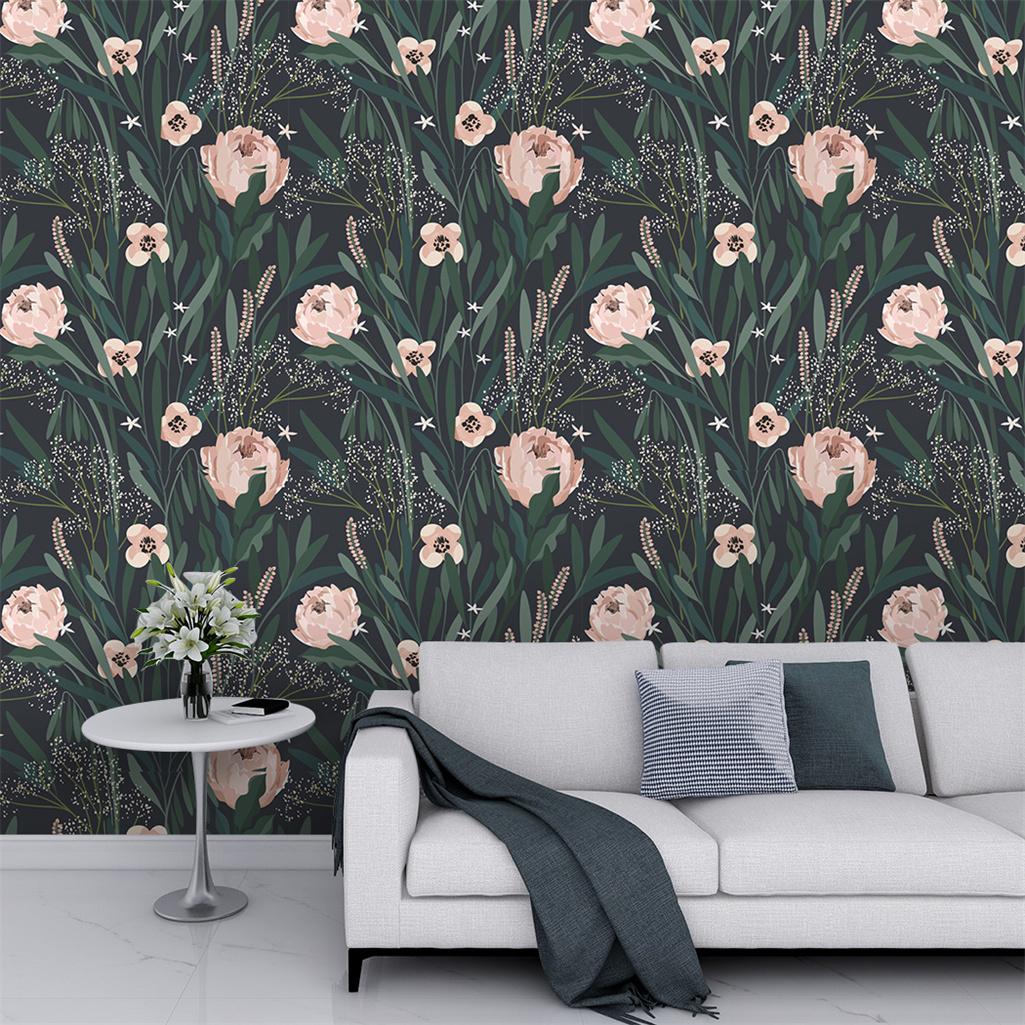 Self adhesive Ink Floral Wallpaper Removable Black - Temu