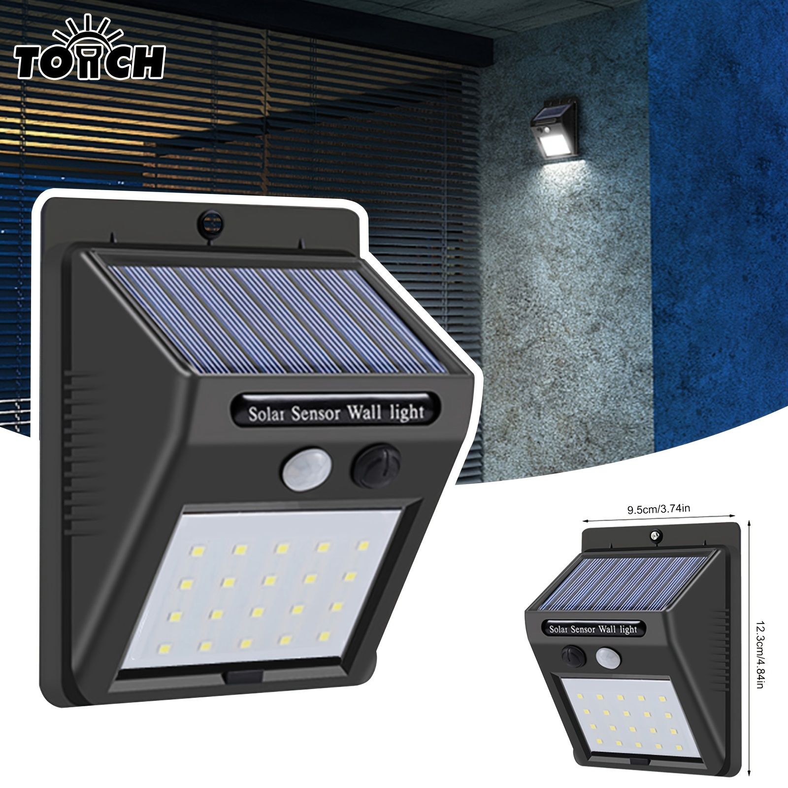 Led Solar Motion Sensor Wall Light Mode Simple Operation Wireless