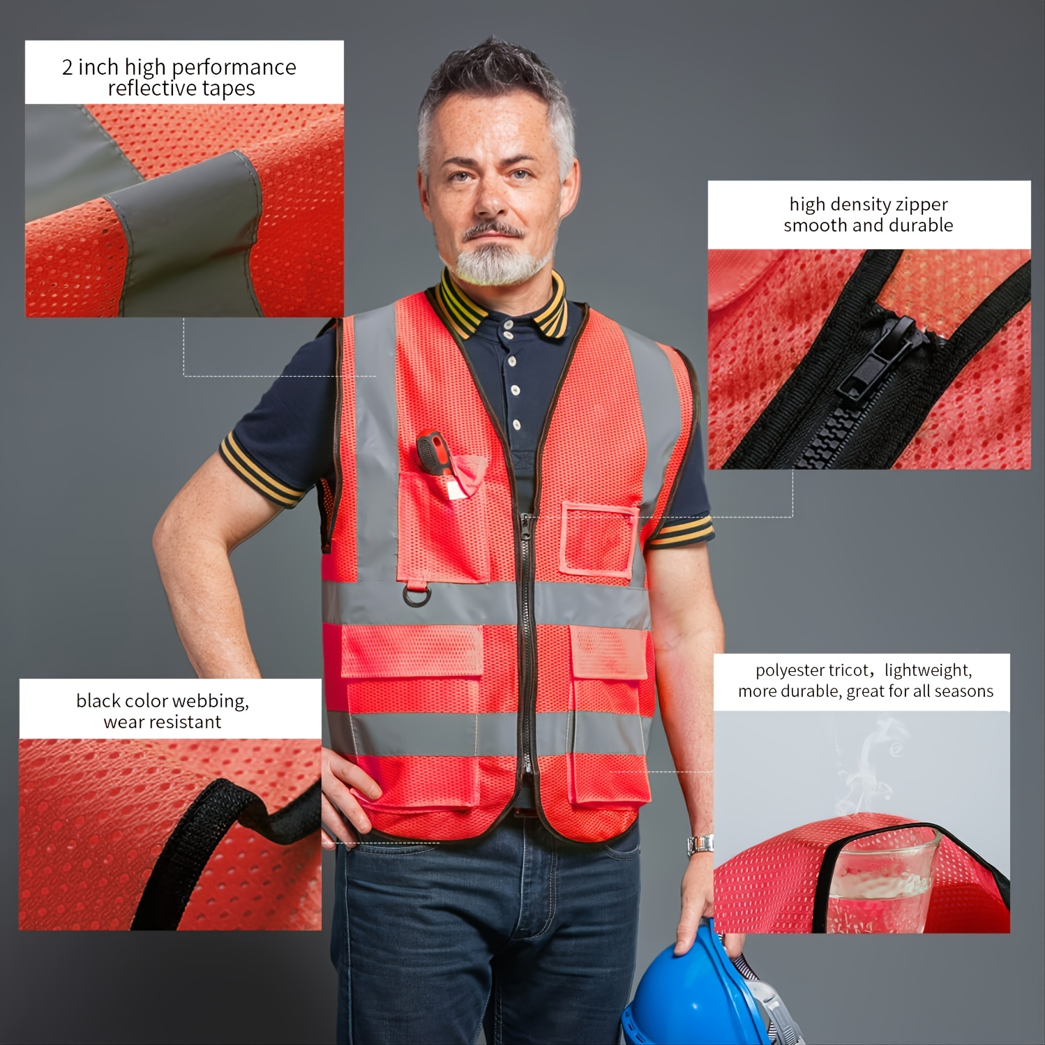 Stay Safe & Visible with Our ANSI/ISEA Certified Reflective Safety Vest for  Men & Women