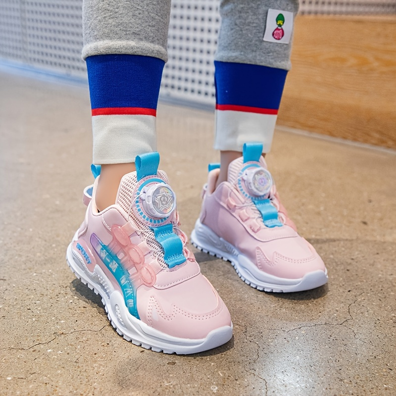 Girls Sneakers Waterproof Rotary Button Design Kids Shoes Clothing