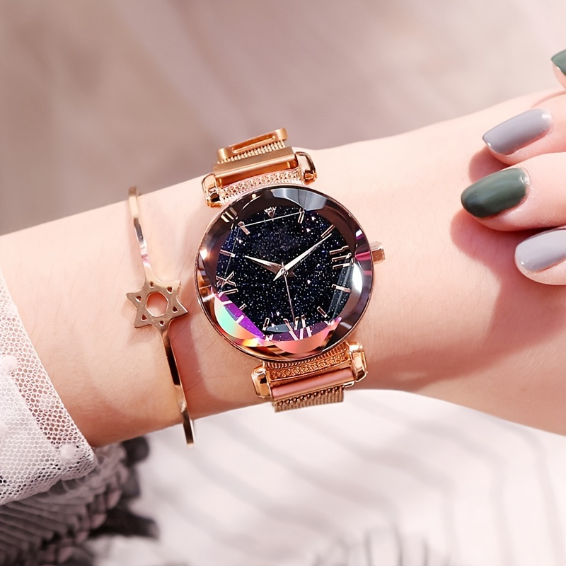 

Starry Sky Women's Wrist Watches Waterproof Alloy Woman's Bracelet Band Rose Quartz Watch