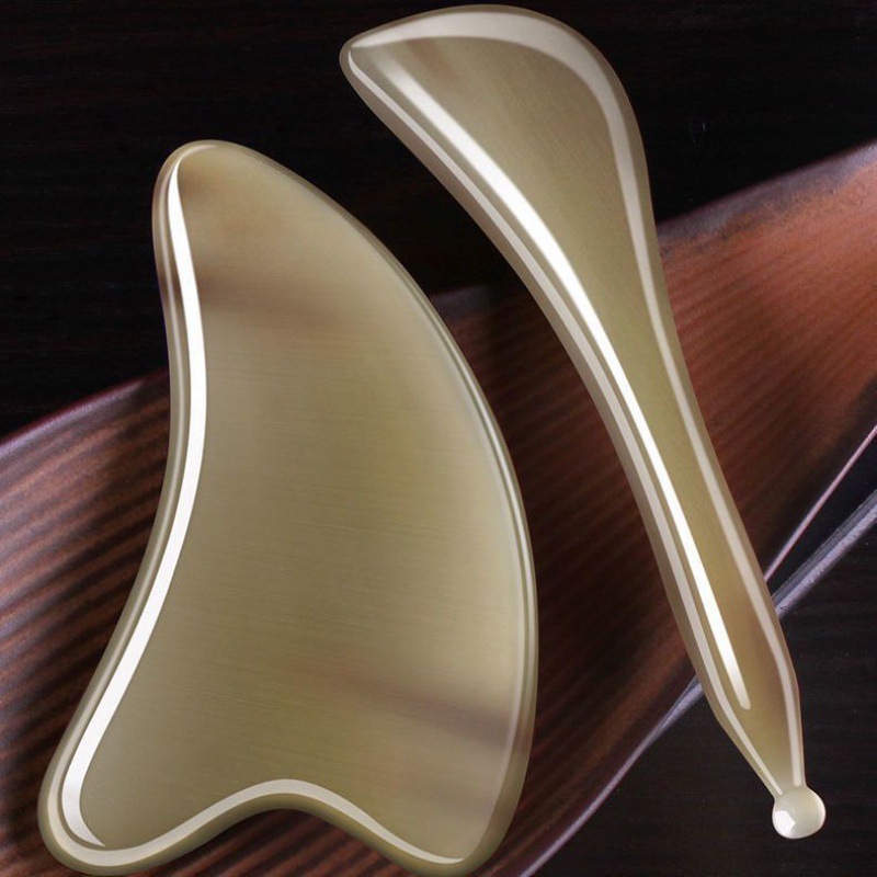 Natural Horn Gua Sha Board & Face Lift Stick Set