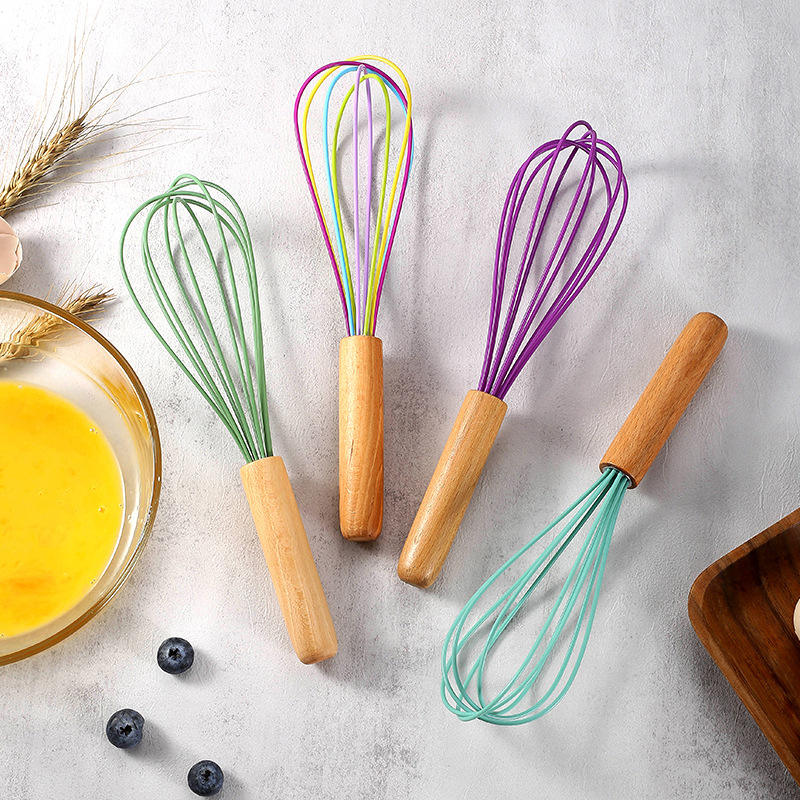 Silicone Whisk With Wooden Handle Cream Mixer Manual Egg - Temu