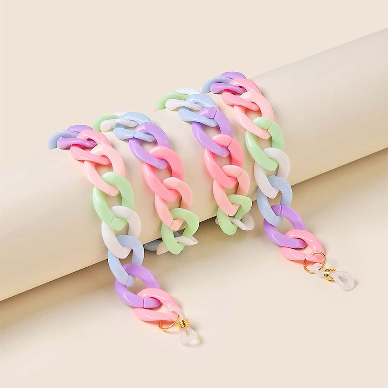 Image of Color Acrylic Beaded Eyeglass Chain, Vintage Eyewear Cord, Eyeglass Lanyard