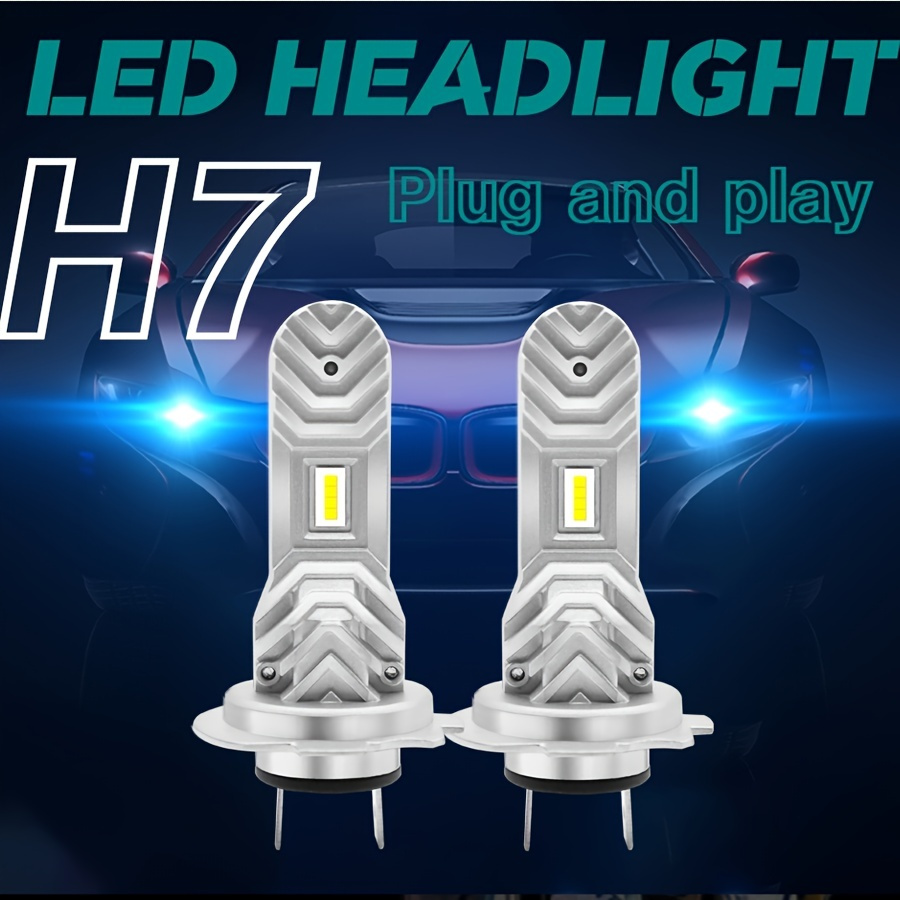 Pulilang Ampoules H7 LED, 55W 12000LM 6500K Blanc 300% de luminosité, Anti  Erreur Canbus, 1:1 Mini Taille Non Polarité pour Remplacement de Phare
