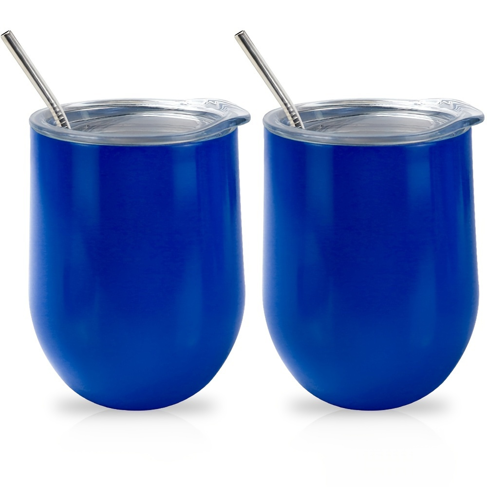 Plastic Stemless Wine Glass Tumbler with Lid and Straw