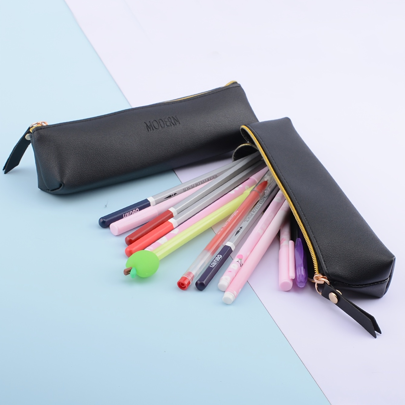 Pencil Pouch Black Pencil Pouch Pu Leather Pencil Pouch - Temu United Arab  Emirates