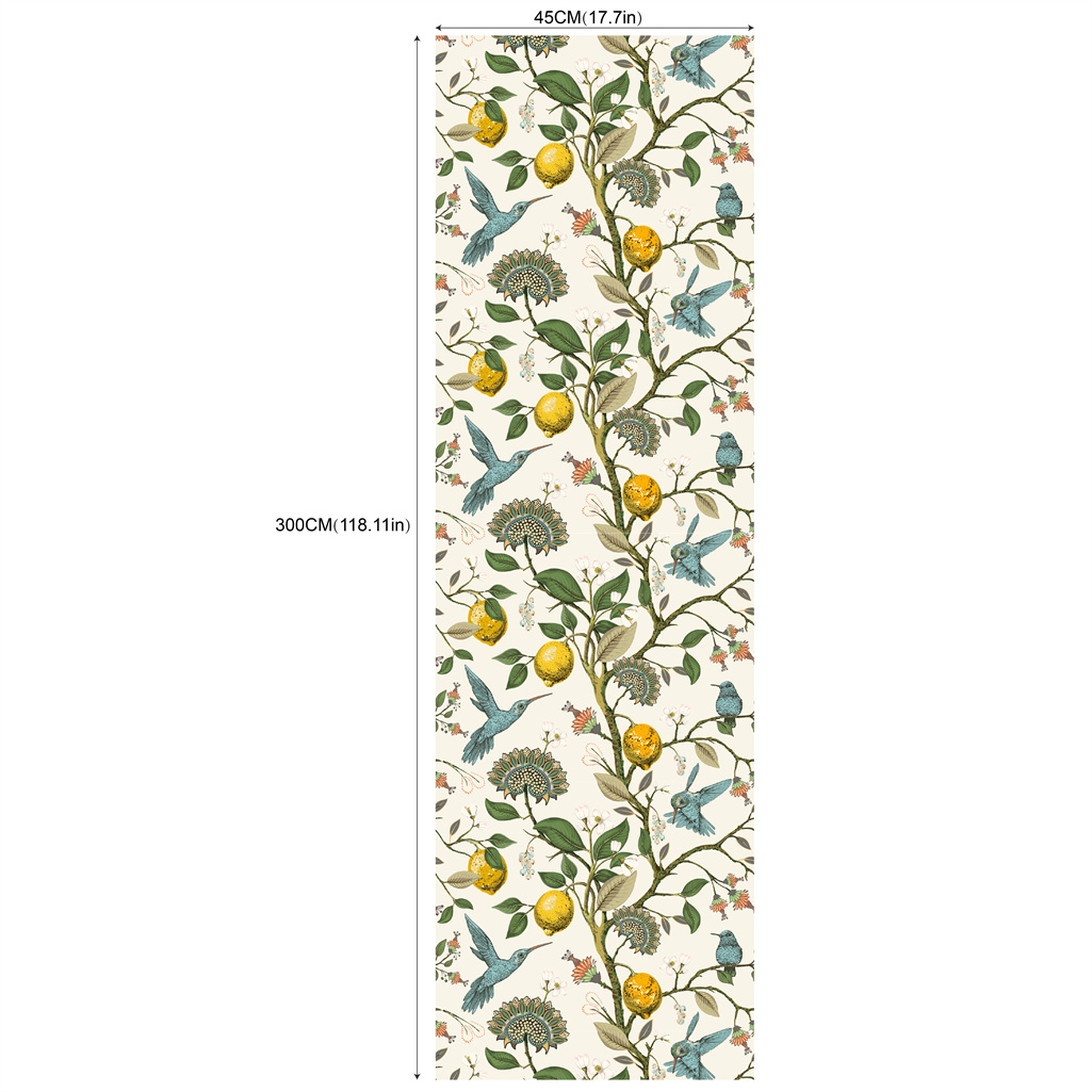 17.7 Inches By 118 Inches, 1pc Of Bluebird Self-adhesive Wallpaper Featuring Trees On A Black Background, Removable Wallpaper For Living Room And Bedroom Wall Furniture Renovation Stickers Rw138.