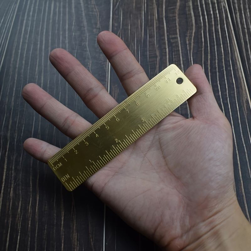 12cm 15cm 18cm Double Scale Metal Brass Straight Ruler CM Inch