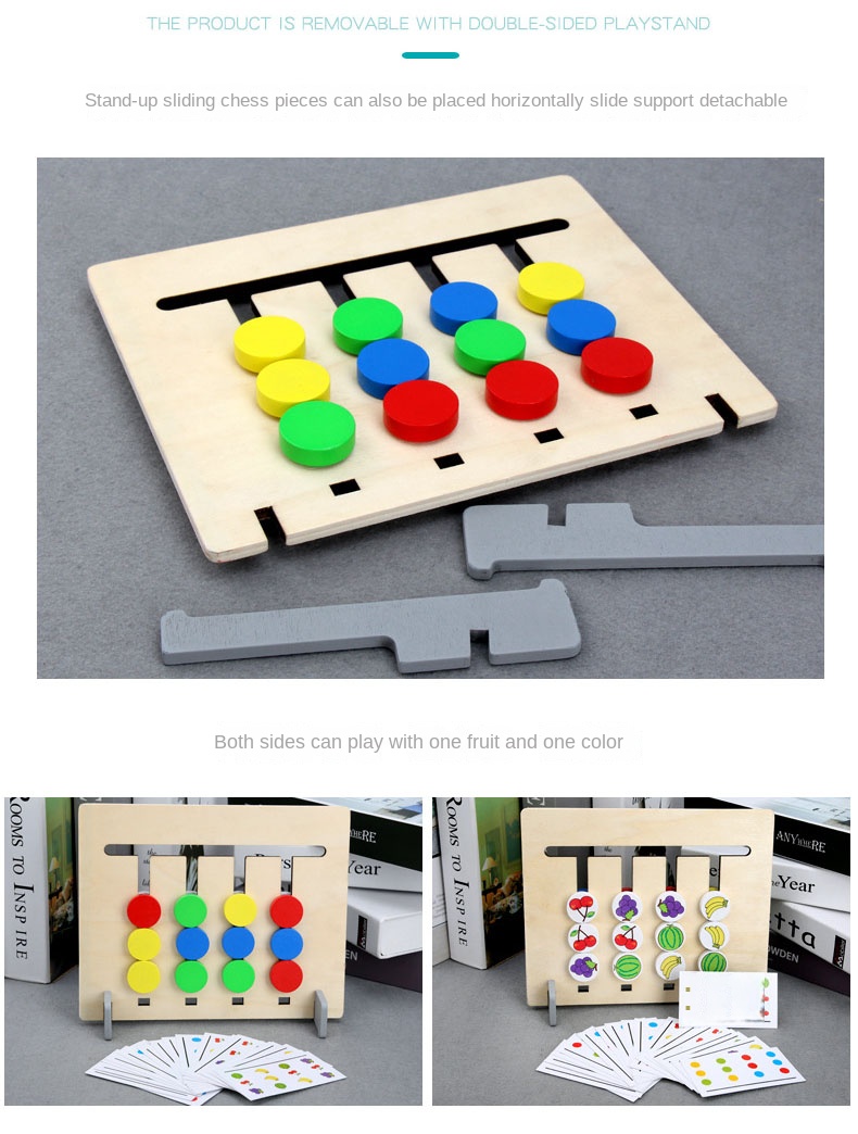 Baby Wooden Educational Toys Kids Four Color Fruit Double - Temu
