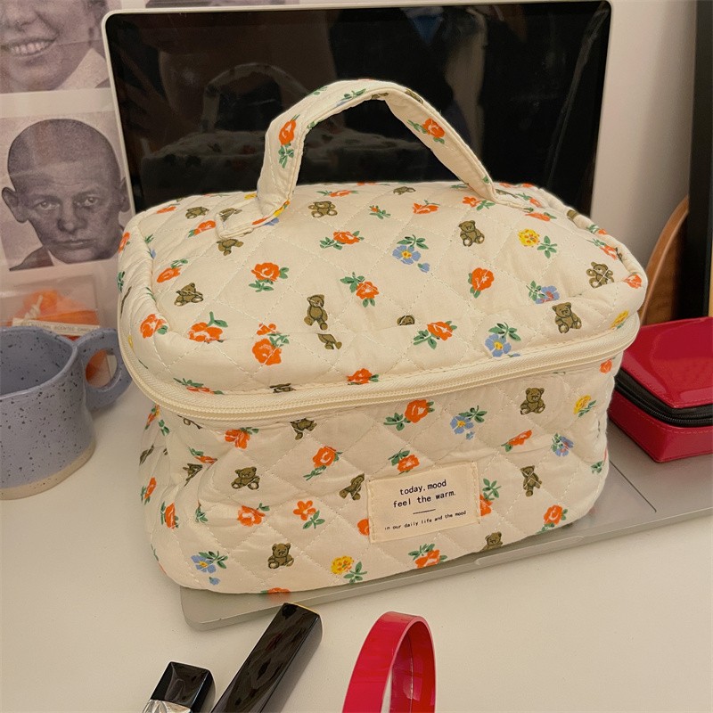 Cute Cartoon Pattern Cosmetic Bag Large Capacity Portable - Temu