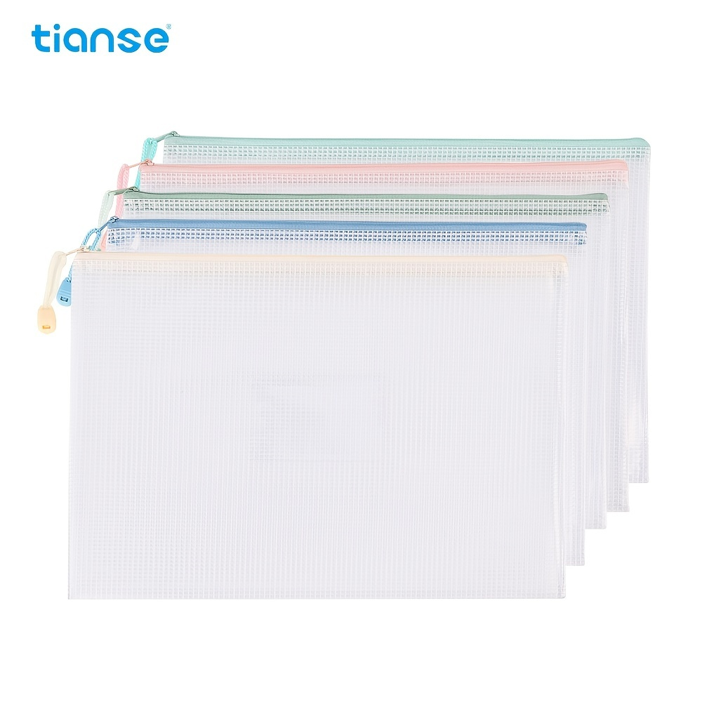 A4 Transparent File Folders Nylon Mesh Storage Bag Convenient Zipper  Stationery