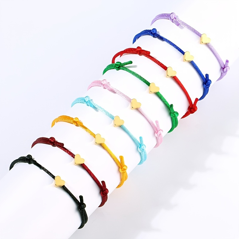 

Multicolor Adjustable Lucky Heart Charm Bracelet For Women Girls