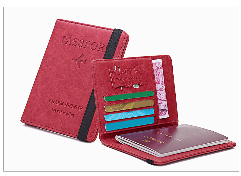 passport folder rfid anti theft swipe passport card bag multi functional folder ticket storage bag details 8