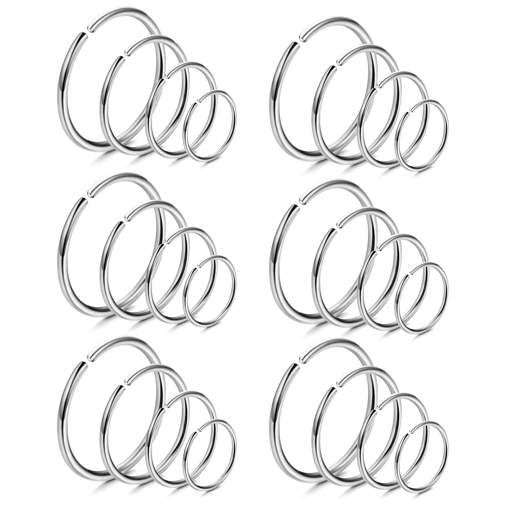 Anello Al Naso In Acciaio Inox Con Zirconi, Osso O Cerchio, 22G, 10 Pezzi - Gioielli Body Piercing