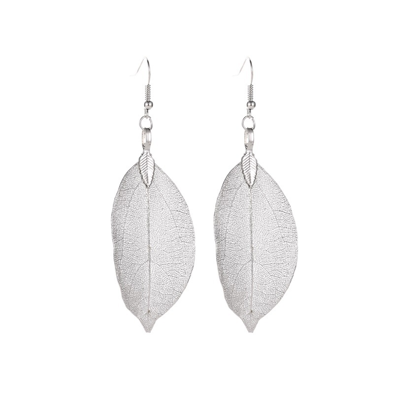 hollow leaf shape drop dangle earrings 14k plated vintage design daily wear for women girls 1pair 02 white k4562 6