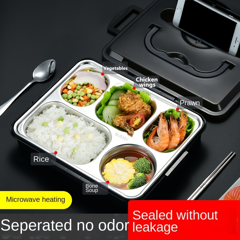 Stainless Steel Thermal Lunch Box With Cutlery, 2/3 Compartments Bento Boxes  For Adults/teens, Camera Modeling Leak Proof Lunch Container, Suitable For  Going Out, Work, School, Picnic, Home Kitchen Supplies - Temu