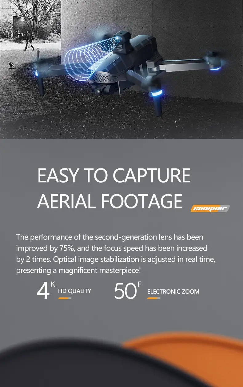 3 axis stabilizing gimbal drone obstacle avoidance 4k eis aerial photography hd image transmission gps optical flow positioning large battery capacity long distance flight details 7