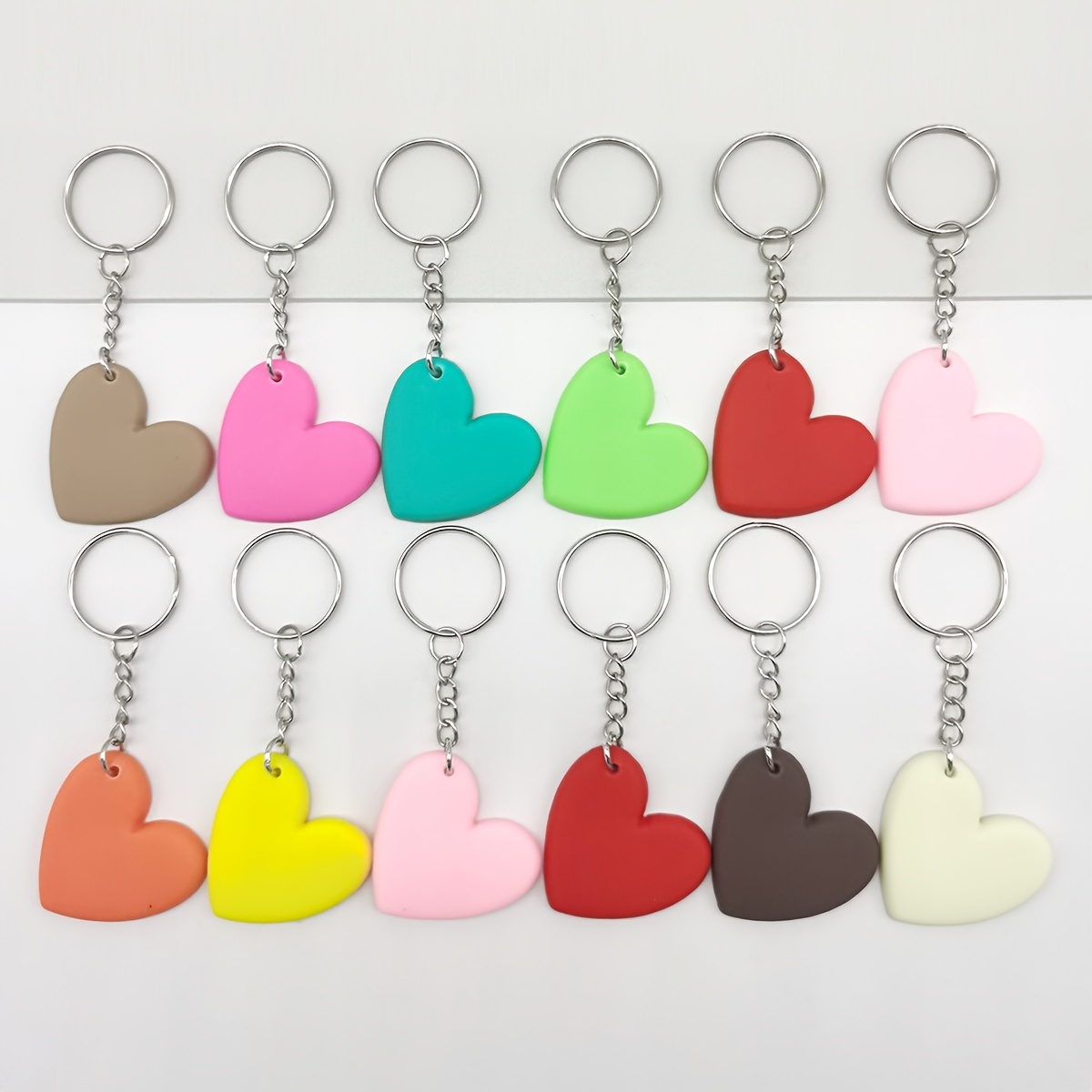 

12pcs Heart Love Keychain, Cute Cartoon Silicone Keychain For Party Favors Pendant, Birthday Party Supplies