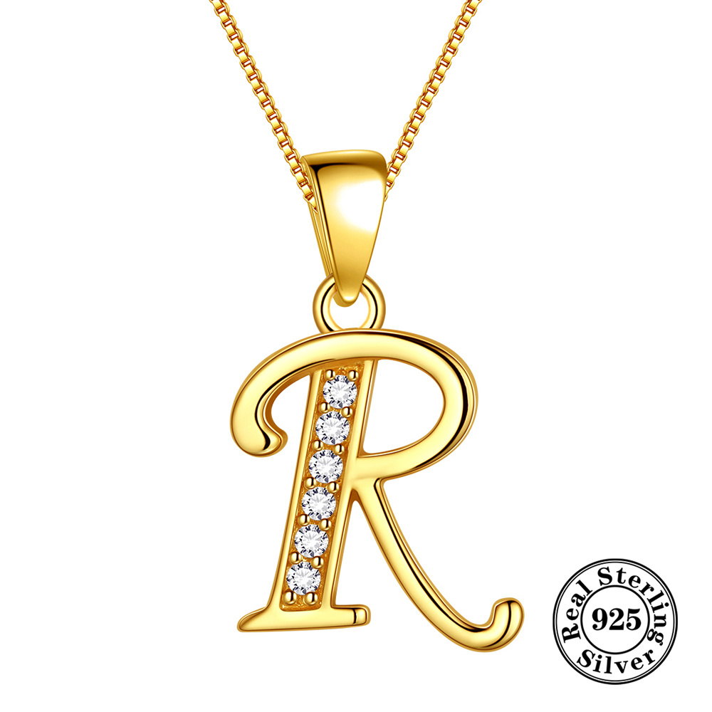 Letter R Pendants Necklaces, Letter R Crystal Necklace