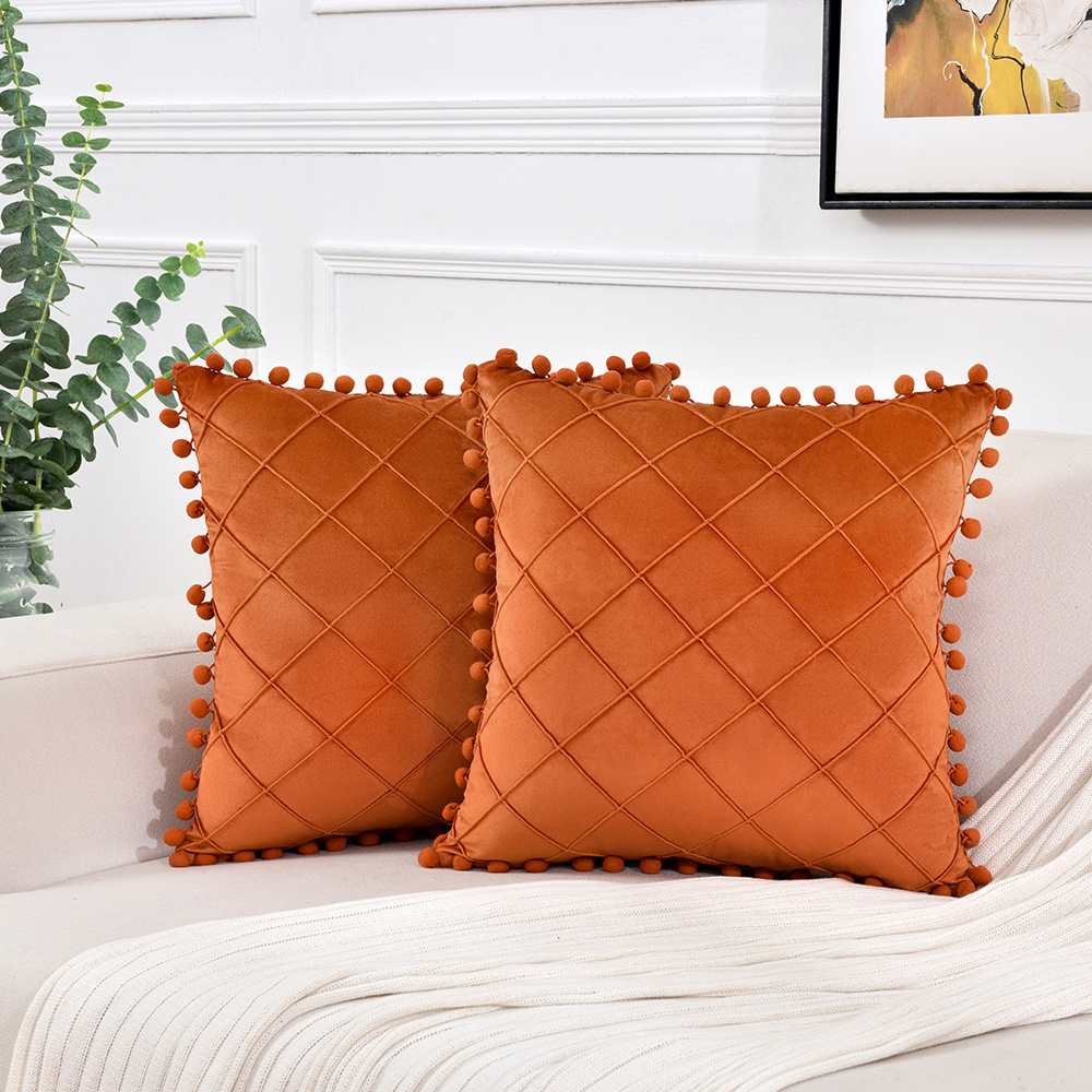  Bonhause Boho Pillow Covers 18x18 Orange Floral Decorative  Pillows Soft Velvet Cushion Cases for Couch Sofa Bed Home Decor Set of 4 :  Home & Kitchen