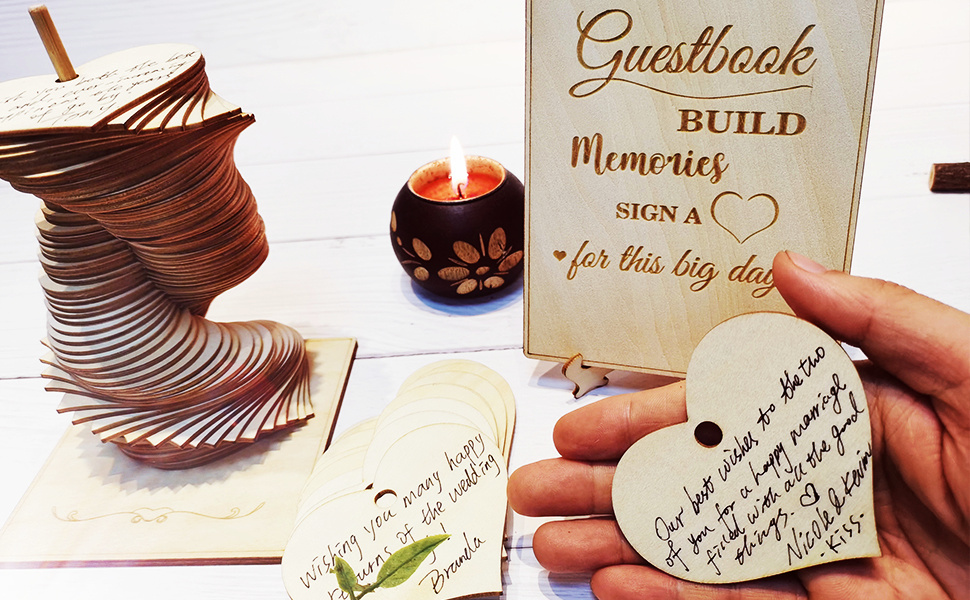 Wooden Guest Book Signs Wedding Romantic Marriage Guestbook - Temu