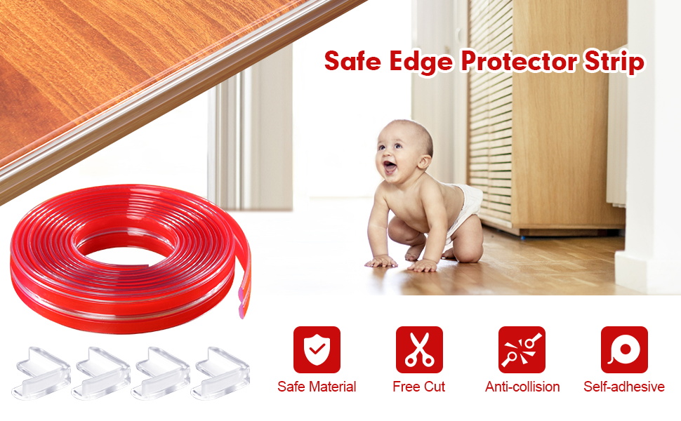 Baby Proofing, 0.6in Edge Protector Strip Clear, Thickened Silicone Soft  Corner Protectors with Upgraded Pre-Taped Strong Adhesive, 6.6ft Edge