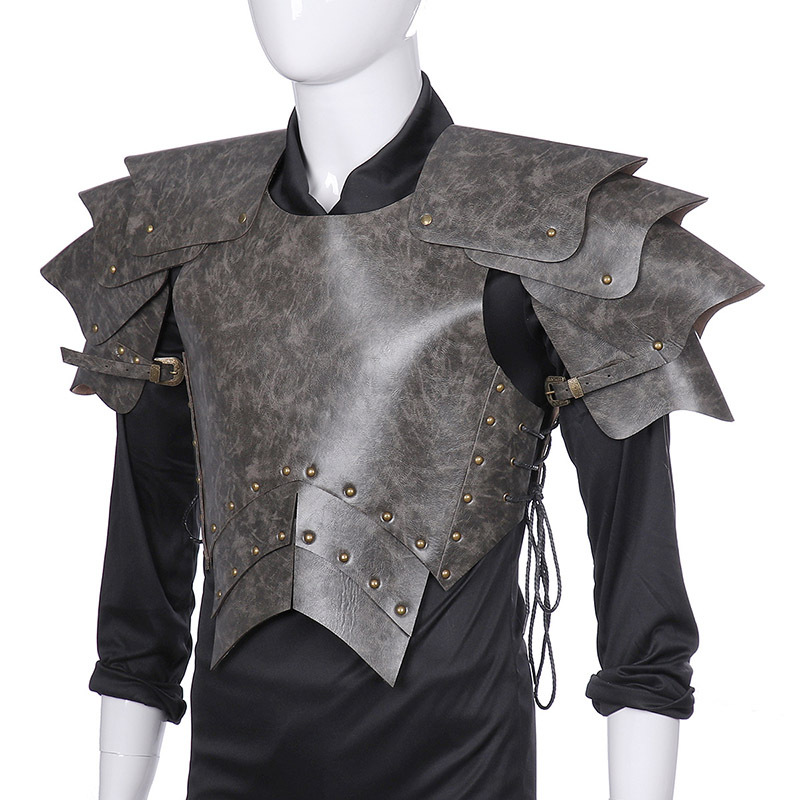 Viking Leather Armor Warrior Chest Armor Shoulder PU Leather Vest Medieval  Viking Breast Plate LARP Cosplay Halloween Party