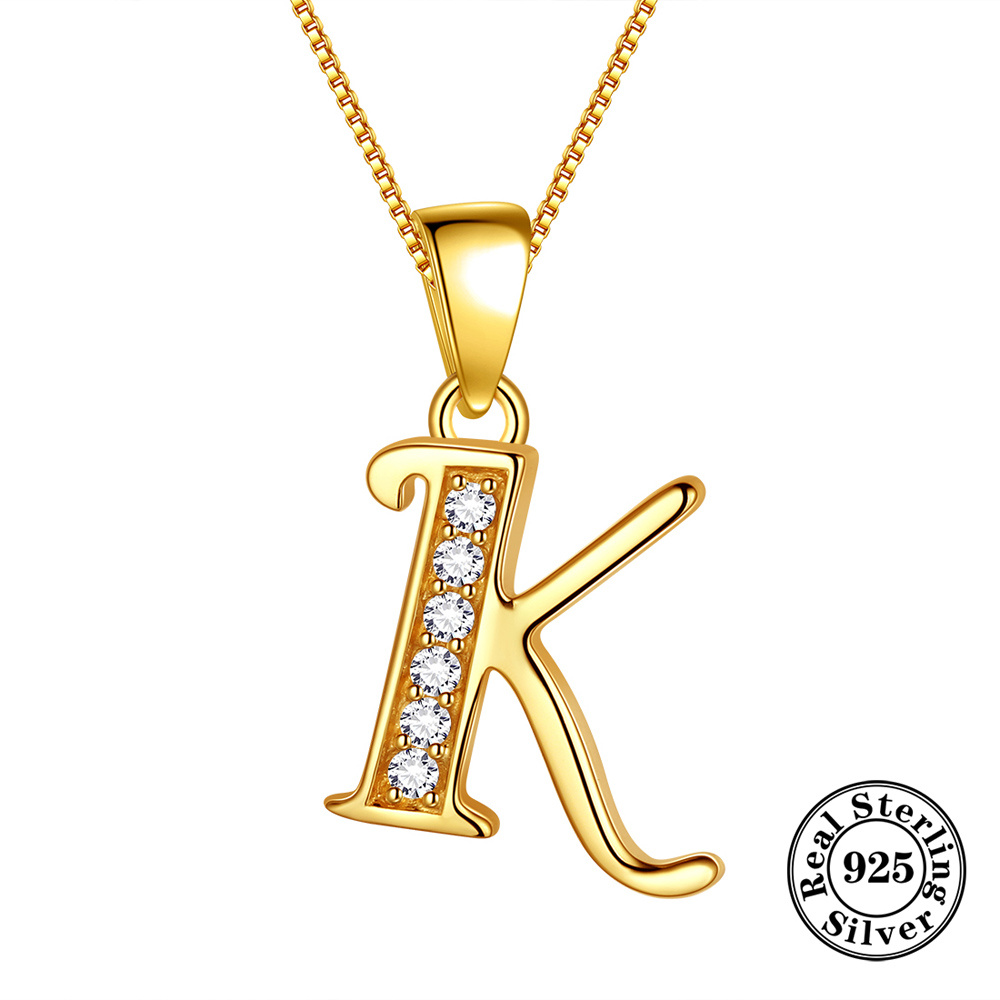 PERSONALIZED GOLD INITIAL KEY PENDANT NECKLACE SilverStella - 925