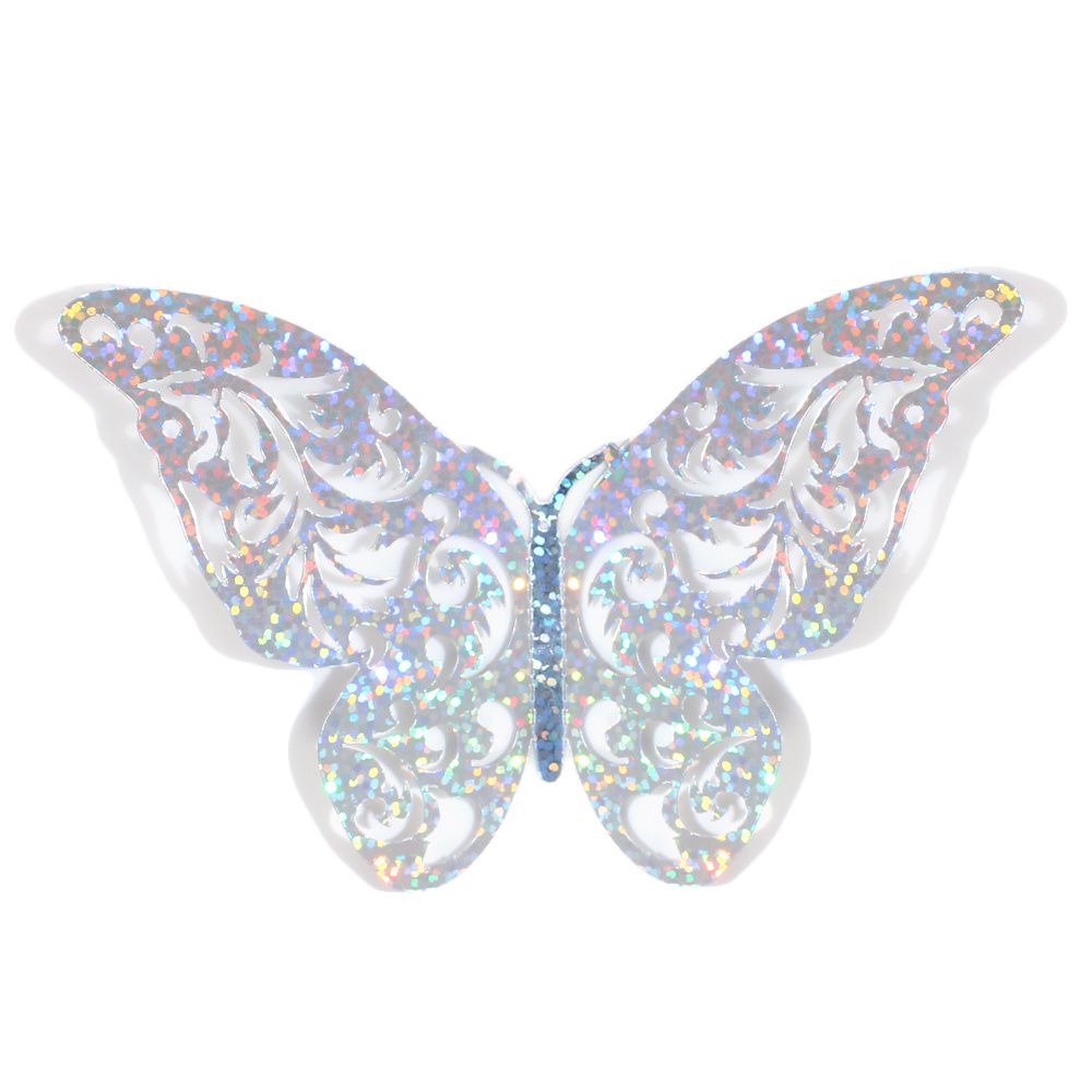 Jot Butterfly Stickers Blue Gold Silver Holographic 3-D Wings 9 Count