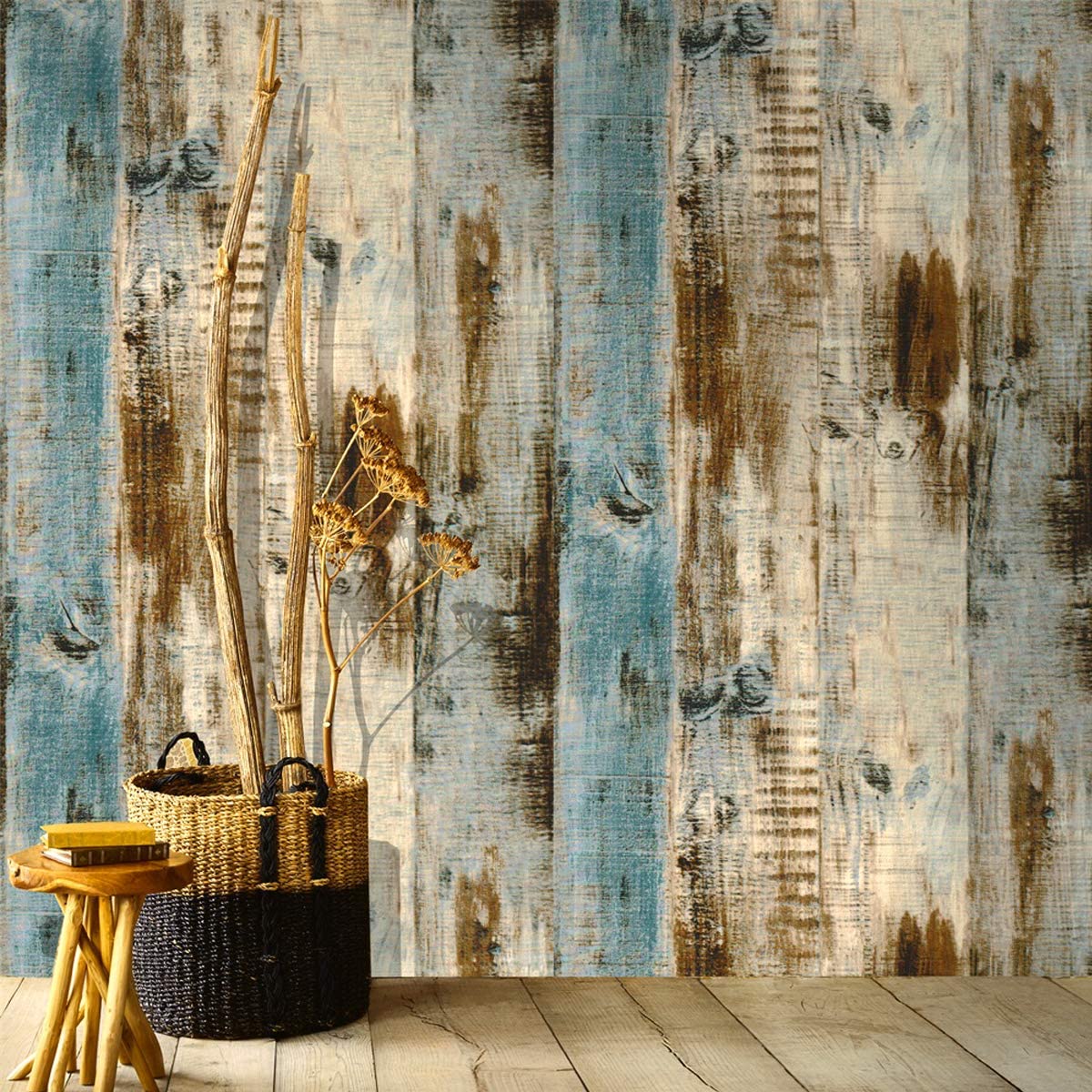 Wooden Logs Wood Grain Backdrop Wall Art Mural Wall Paper Self Adhesive  Vinyl