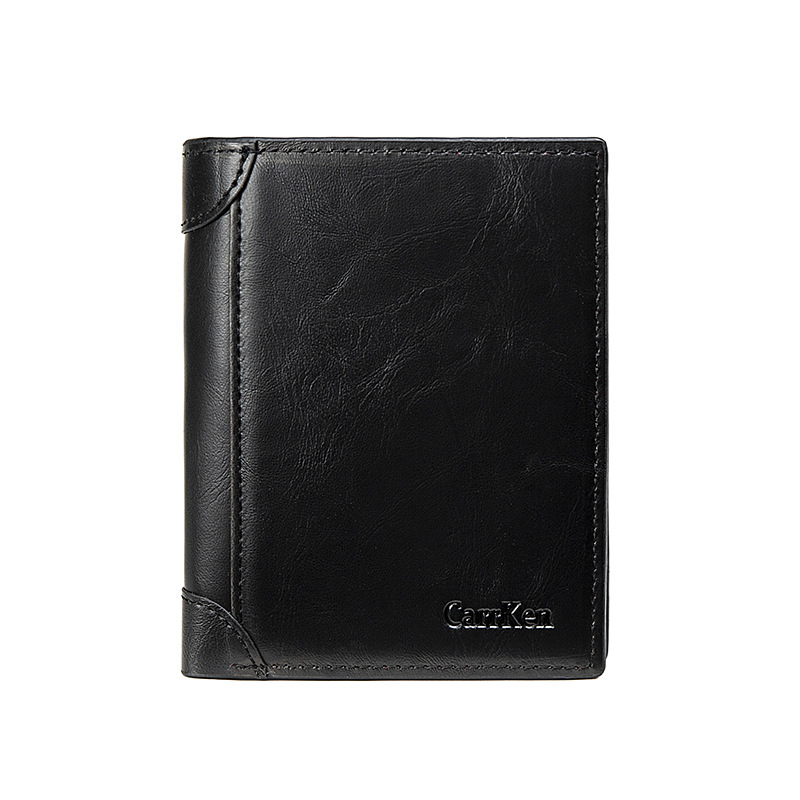 Men's Plaid Embossed Tri-fold Business Leather Wallet - Temu