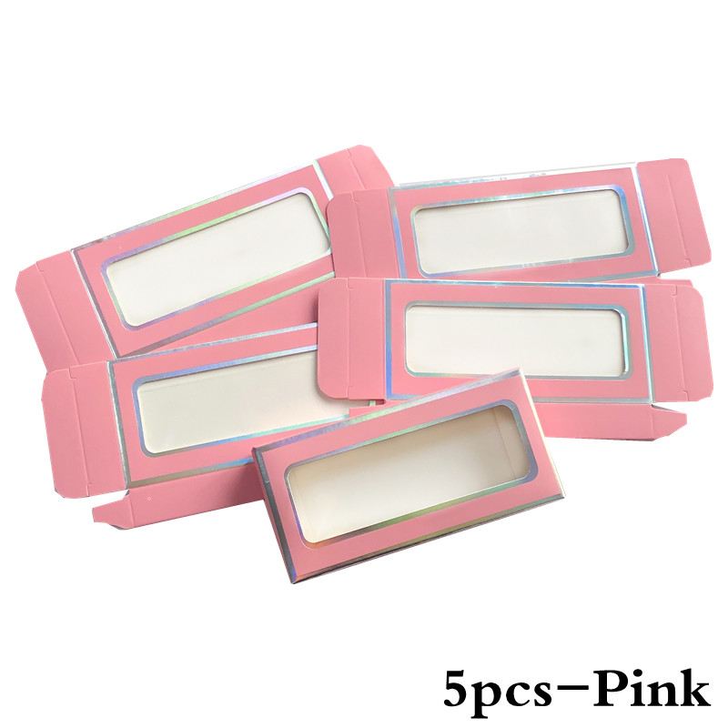5 Pcs Paper Lash Boxes Pink Yellow for 25mm Mink Lashes