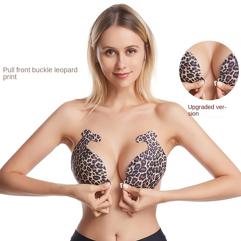 Leopard Print Strapless Adhesive Bra Sexy Reusable Stick Bra - Temu France
